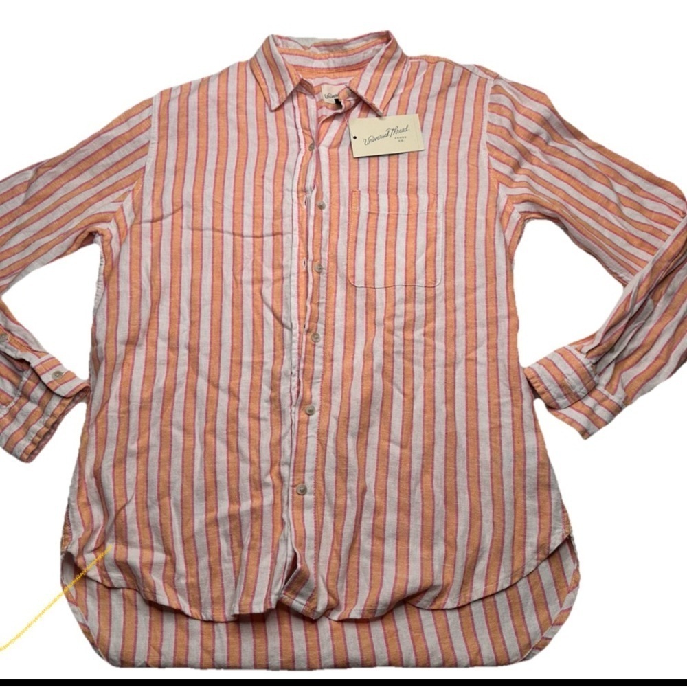 Universal Thread Women Size XS Long Sleeve Collared Striped Button Up Shirt